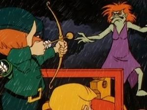 The leprechaun fighting the banshee