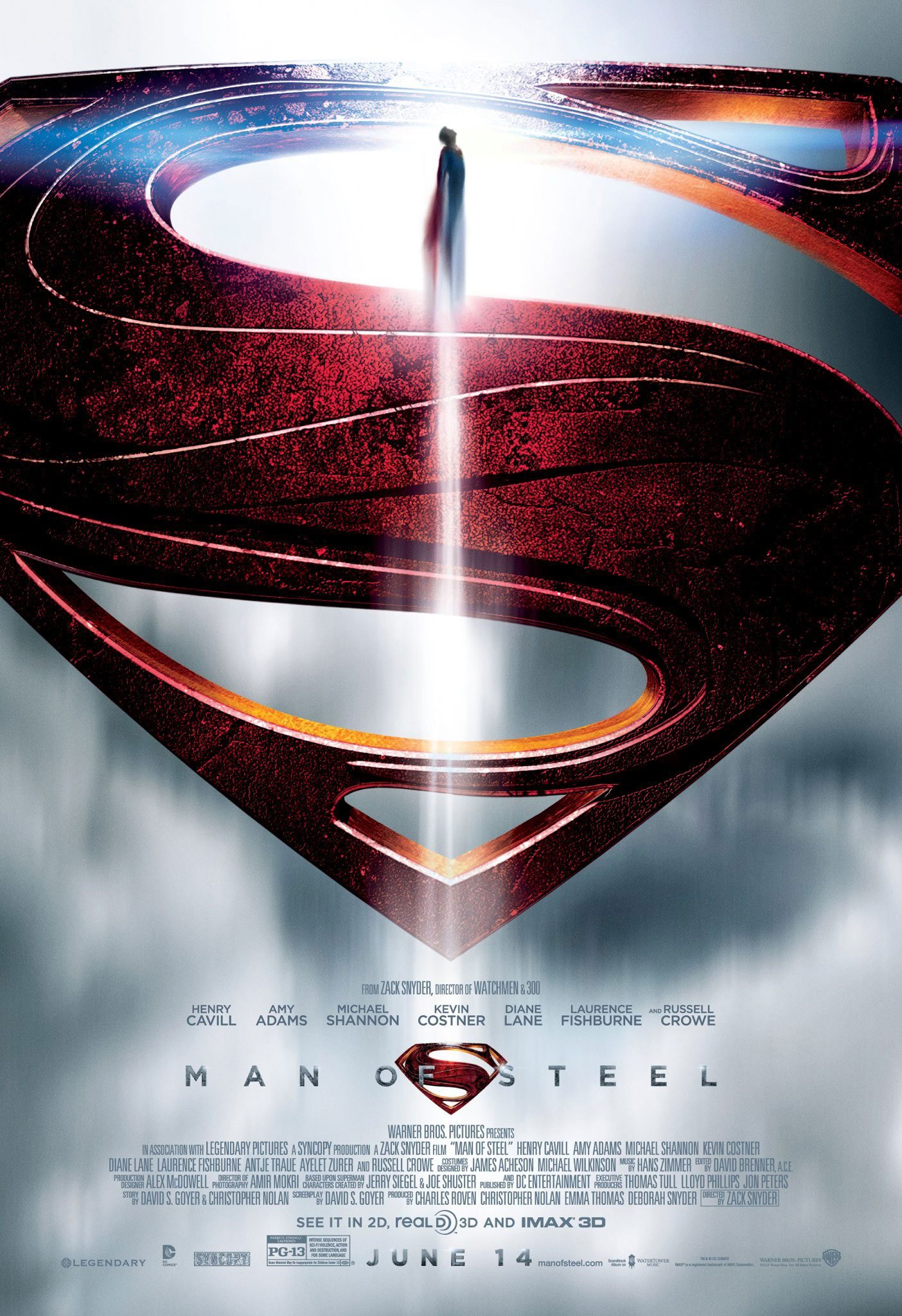  Man of Steel : Henry Cavill, Amy Adams, Michael Shannon, Kevin  Costner, Diane Lane, Laurence Fishburne, Russell Crowe, Zack Snyder,  Charles Roven, Christopher Nolan, Emma Thomas, Deborah Snyder: Movies & TV