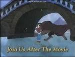 Beauty and the Beast (Octobr 8, 2002) Brian Cummings: "Join us after the movie, for a special sneak peek of Beauty and the Beast: The Enchanted Christmas. Then be sure to catch the all new music video of Beauty and the Beast."