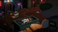 Rug's head on Clarence's cart