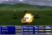 Barret using Slash-All with a Gun-Arm in Final Fantasy VII.