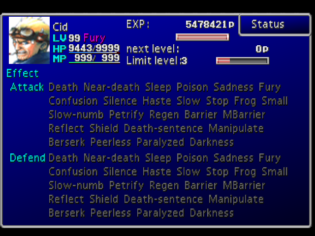 final fantasy status screen