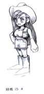 Concept art of Tifa's cowgirl field model by Tetsuya Nomura.