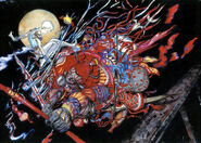 Yoshitaka Amano artwork of Gilgamesh and Bartz for Final Fantasy V (Advance).