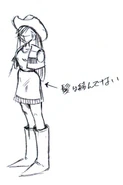 Sketch of Tifa's Cowgirl outfit for Final Fantasy VII.