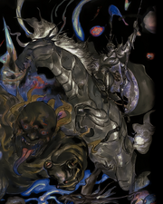 A being in the Big Bang artwork that looks like Odin.