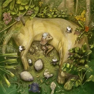 Arciela jovem sendo protegida enquanto dorme em uma florest.