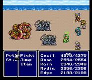 Rydia under Confusion in Final Fantasy IV (SNES).