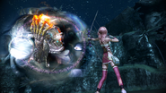 Serah fights Gogmagog.