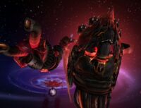 Jegran fused with the morphed Alexis battleship.