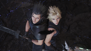 Zack and Cloud join forces against Sephiroth.