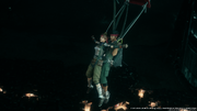 Biggs and Jessie parachuting from FFVII Remake