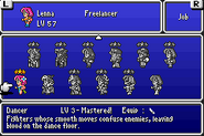 Job menu in the GBA version.