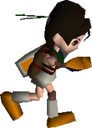 Yuffie with a parachute backpack.