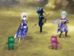 Close-up of Rydia and Rosa as toads.