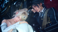 Lunafreya on the throne of Lucis with Noctis in Final Fantasy XV.