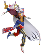 Render of Kefka's second outfit "Zebra Tights", based on his chibi art.