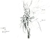 Concept art of Kefka's god form by Tetsuya Nomura.