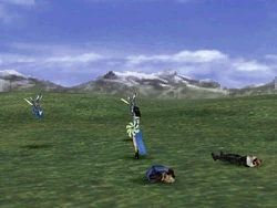 Rinoa using an item.