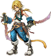 Artwork of Zidane wielding the Mage Mashers in Dissidia Final Fantasy.