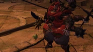 Gilgamesh wielding the fake Tournesol in Final Fantasy XIV.