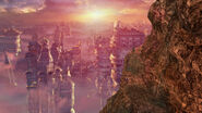 View on Zanarkand ruins from Mt. Gagazet in Final Fantasy X.