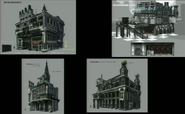 Concept art of buildings found in Luxerion.