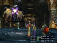Mindy attacking in Final Fantasy X.