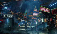 Wall Market artwork for Final Fantasy VII Remake