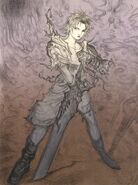 Tidus holding the Brotherhood in Yoshitaka Amano's artwork "Steel".