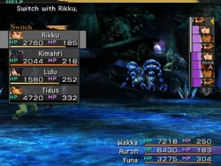 Final Fantasy X party selection screen.