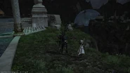 The Warrior of Light and Y'shtola observe Alexander from Idyllshire shortly after summoning.