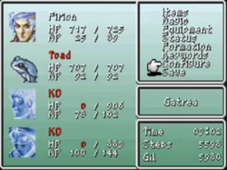 Maria as a toad in the menu of Final Fantasy II (PSP).