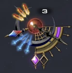 The Black Mage job gauge shown with the addition of the diamond-shaped, blue and red Paradox marker on its left side.