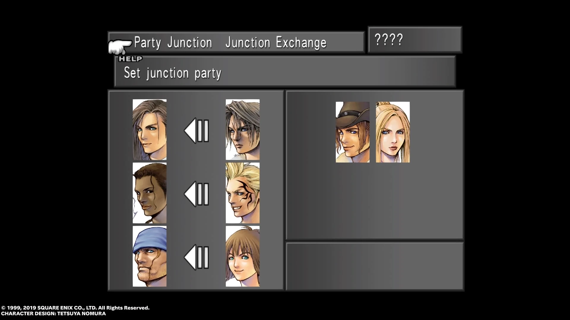 Party junction selection for a Laguna dream from FFVIII Remastered
