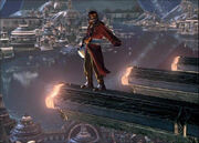 Auron witnessing the destruction of Zanarkand.