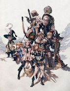 Character illustrations from Final Fantasy XIV.