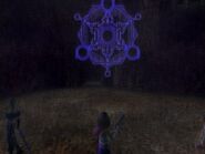 Shiva appearing out of her glyph.