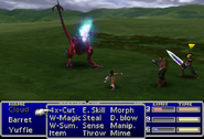 Yuffie attacking in Final Fantasy VII.