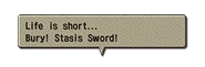 Battle text during Stasis Sword.