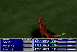 Red XIII using an item on an ally.