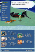 Menu in the DS version.