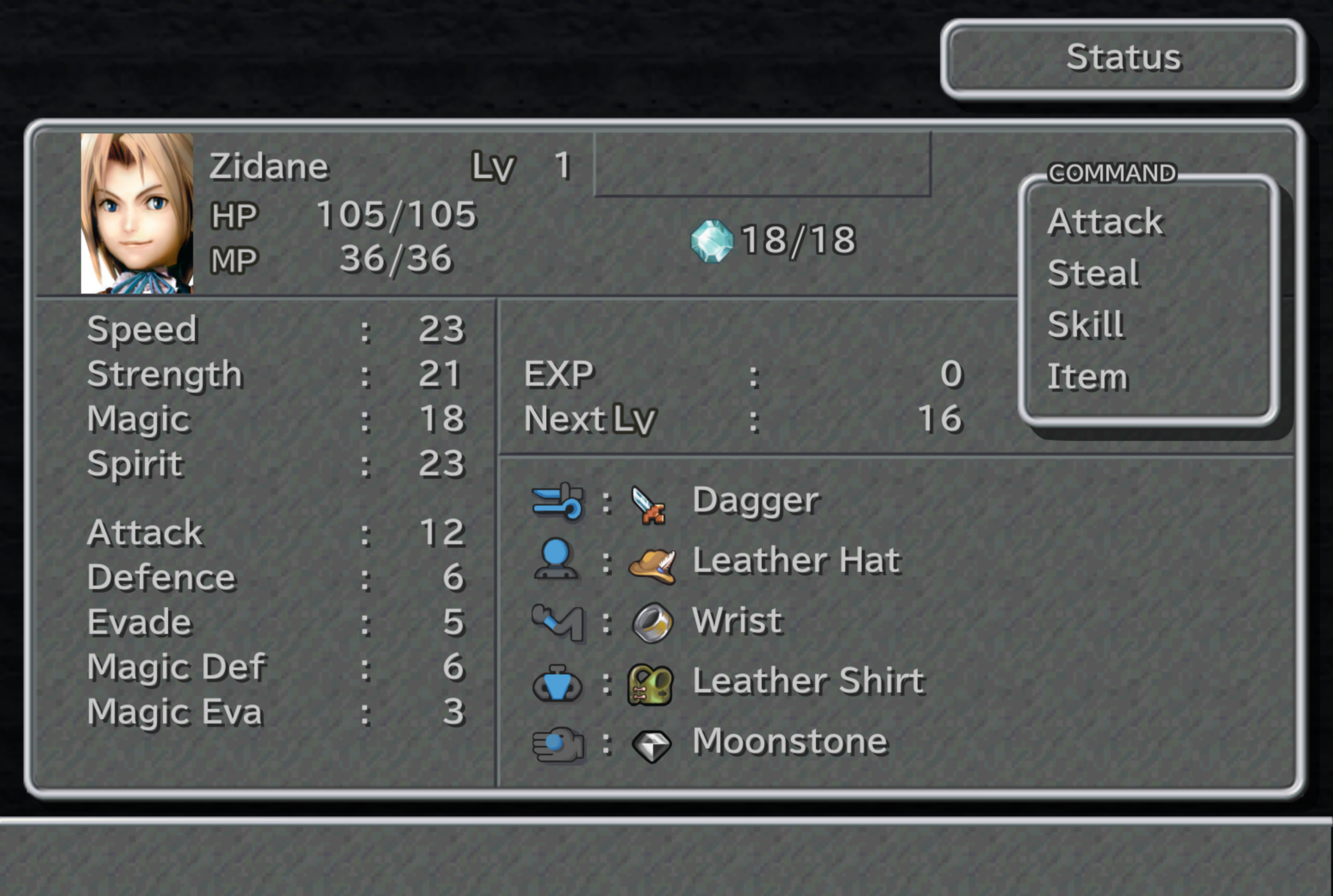 final fantasy status screen final fantasy status screen