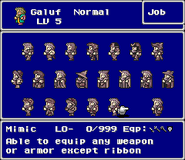 Galuf's non-existent Mime sprites (SNES).