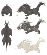 Concept art of a Behemoth for Final Fantasy XIV.