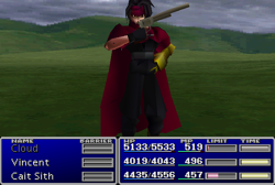 Vincent using Sense in Final Fantasy VII.
