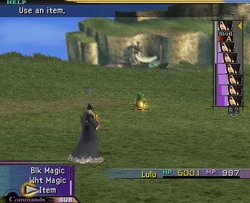 Lulu in Critical (50%) in Final Fantasy X.