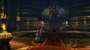 Yuna encounters Valefor inside the temple.