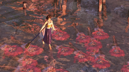 Yuna walks on water, over the caskets of the victims of Sin.