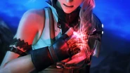 Lightning's l'Cie brand glows before summoning her Eidolon.